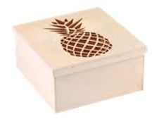 Graine Creative - boîte en bois motif ananas - 15 x 15 x 7,5 cm