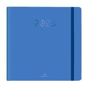 Agenda à élastique Cachemire - 1 semaine sur 2 pages - 16,5 x 16,5 cm - bleu - Oberthur