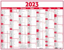 Oberthur Classique - Calendrier 7 mois par face - 21 x 26,5 cm - rouge