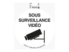 Exacompta - Plaque de signalisation Surveillance caméra  - 20 cm diamètre - vinyle - noir