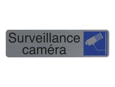 Exacompta - Plaque de signalisation Surveillance caméra - 165 x 44 mm - aluminium brossé