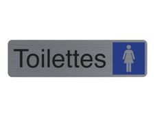 Exacompta - Plaque de signalisation Toilettes dames - 165 x 44 mm - aluminium brossé