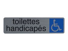 Exacompta - Plaque de signalisation Toilettes handicapés - 165 x 44 mm - aluminium brossé