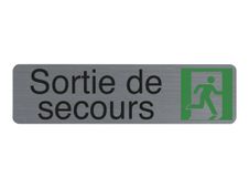 Exacompta - Plaque de signalisation Sortie de secours - 165 x 44 mm - aluminium brossé