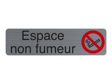 Exacompta - Plaque de signalisation Espace non fumeurs - 165 x 44 mm - aluminium brossé