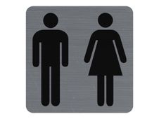 Exacompta - Plaque de signalisation Toilettes - 75 x 75 mm - aluminium brossé