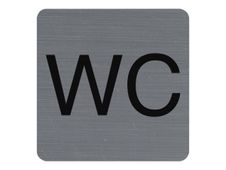 Exacompta - Plaque de signalisation WC - 75 x 75 mm - aluminium brossé
