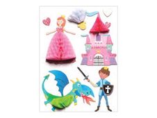 Graine Creative - 8 adhésifs décoratifs - princesse et chevalier effet 3D - 7 cm