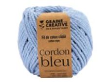Graine Creative - fil de coton câblé pour macramé - 25mm x 80m - bleu ciel