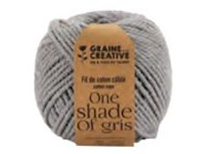 Graine Creative - fil de coton câblé pour macramé - 25mm x 80m - gris clair