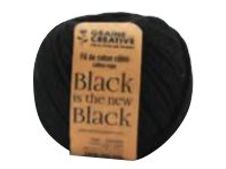 Graine Creative - fil de coton câblé pour macramé - 2.5 mm x 80 m - noir