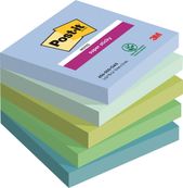 Post-it Super Sticky 654-5SS-OAS - Notes - 76 x 76 mm - 450 feuilles (5 x 90) - bleu, vert