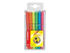 STABILO flash - surligneur - bleu fluorescent, orange fluorescent, rouge fluo, jaune fluorescent, vert fluorescent, rose fluorescent (pack de 6)