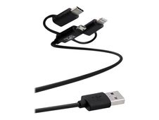 T'nB 3 IN 1 - câble de charge et de synchronisation USB/Micro USB - USB Type-C - Lightning - 1.5 m - noir