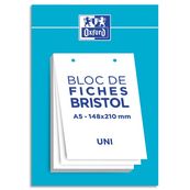 Oxford - Pack de 30 Fiches Bristol - A5 - uni - perforées - blanc