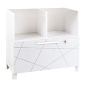 Armoire mi-haute SUNDAY - L80 x H79 x P42 - 2 cases + 1 tiroir - blanc graphic (Top bois à prendre en sus)