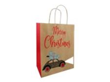 Créastyl Kraft Fantaisie - 50 Sacs cadeau kraft - poignées torsadées - 26 cm x 12 cm x 35 cm - brun - Noël