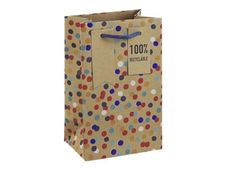 Clairefontaine - Sac cadeau kraft - pois multicolore - 12,7 cm x 9 cm x 20,3 cm