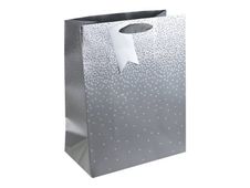 Clairefontaine - Sac cadeau - pluies d'étoiles argent - 26,5 cm x 14 cm x 33 cm