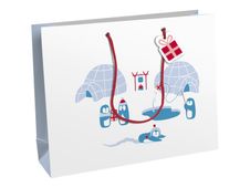 Clairefontaine - Sac cadeau - pingouins bleu - 37,3 cm x 11,8 cm x 27,5 cm