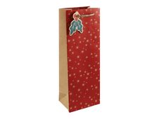 Clairefontaine - Sac cadeau kraft spécial bouteille - holly rouge - 12,7 cm x 9 cm x 35,5 cm