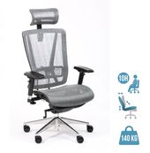 Fauteuil de bureau VASEAT - accoudoirs réglables - appui-tête intégré -  gris