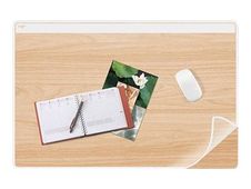 Silva by CEP - Sous-main avec rabat transparent - 58,5 x 38,5 cm - blanc et hêtre