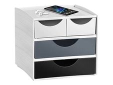 Confort by CEP - Mini module de classement - 2 petits tiroirs et 2 grands - gris minéral