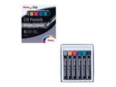 Pentel Arts - 6 pastels à l'huile - couleurs métalliques assorties