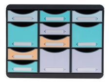 Exacompta Beeblue - Module de classement 11 tiroirs - couleurs assorties