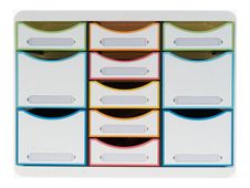 Exacompta Black Office - Module de classement 11 tiroirs - blanc/arlequin