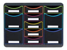 Exacompta Black Office - Module de classement 11 tiroirs - noir/arlequin
