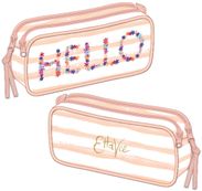 Trousse rectangulaire EttaVee Hello - 2 compartiments - rose clair - Kid'Abord