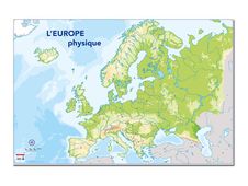 Bouchut - Carte muette effaçable - L'Europe Physique - 80 x 120 cm