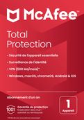 McAffee Total Protection - Code d'activation envoyé par email valable pour 1 appareil pendant 1 an