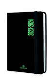 Agenda à élastique Alabama - 1 jour par page - 12,5 x 17,5 cm - noir et vert - Oberthur
