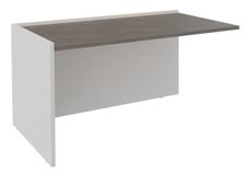 Banque d'accueil Module de départ bas OLA - L162,5 x H75,5 x P82,5 cm - structure blanc perle, plateau chêne gris