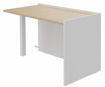 Banque d'accueil Retour direct bas OLA - L122,5 x H75,5 x P62,5 cm - structure blanc perle, plateau chêne clair