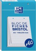 Oxford - Pack de 60 Fiches Bristol - A5 - petits carreaux - perforées - blanc