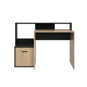 Bureau WILLIAM - L123,5xH90xP60cm -  avec 1 porte et 1 réhausse - imitation chêne