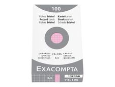Exacompta - Pack de 100 Fiches Bristol - 7,4 x 10,5 cm - petits carreaux - rose