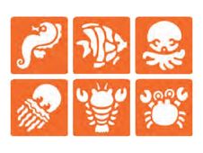 Graine Creative - Lot de 6 pochoirs - motif aquarium