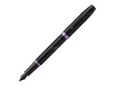 Parker Vibrant - Stylo plume noir - pointe fine - bague violet améthyste