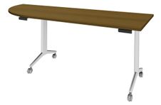 Table de réunion abattantes angle à gauche - L200 x P80 cm - pied blanc - plateau imitation noyer 