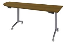 Table de réunion abattantes angle à gauche - L200 x P80 cm - pied alu - plateau imitation noyer 