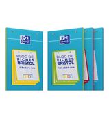 Oxford - Pack de 30 Fiches Bristol - 12,5 x 20 cm - petits carreaux - perforées - coloris assortis