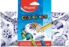 Maped Color'Peps - Trousse garnie à colorier - comprend 12 feutres et 12 crayons de couleur