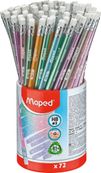 Maped Black'Peps - Pot de 72 crayons à papier pailleté - HB - embout gomme
