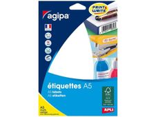 Apli Agipa - Etui A5 - 448 Étiquettes blanches multi-usages - 20 x 50 mm - coins droits - réf 100309