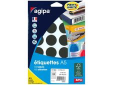 Apli Agipa - Etui A5 - 240 Pastilles adhésives - noir multi-usages - diamètre 30 mm - réf 101823